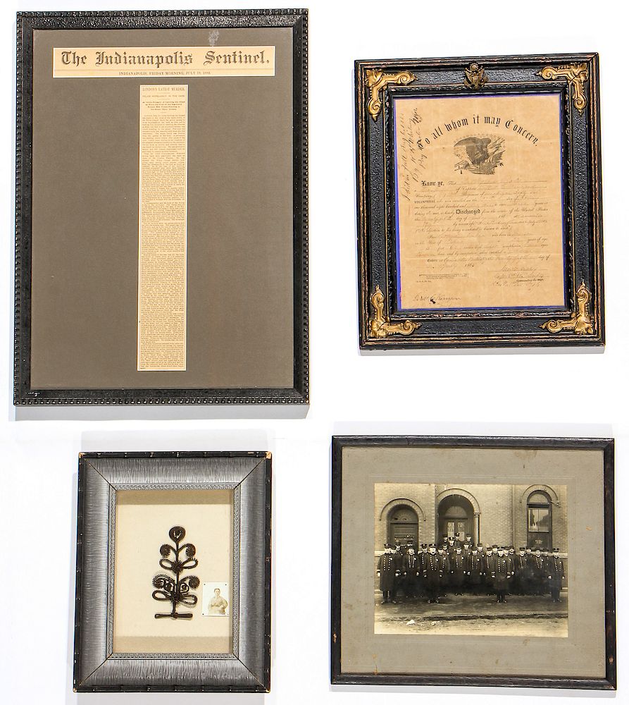 Appraisal: Estate Collection of Four th c Framed Items Collection of