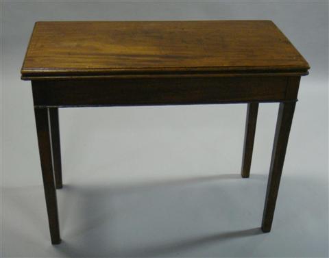 Appraisal: CHIPPENDALE HEPPLEWHITE TRANSITIONAL CARD TABLE The rectangular hinged top folding