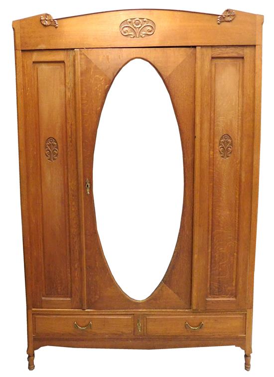 Appraisal: Aesthetic Movement wardrobe or armoire assembled from eleven pieces oak