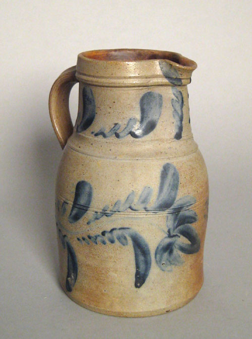 Appraisal: Pennsylvania stoneware pitcher th c attributed to Shenfelder with cobalt