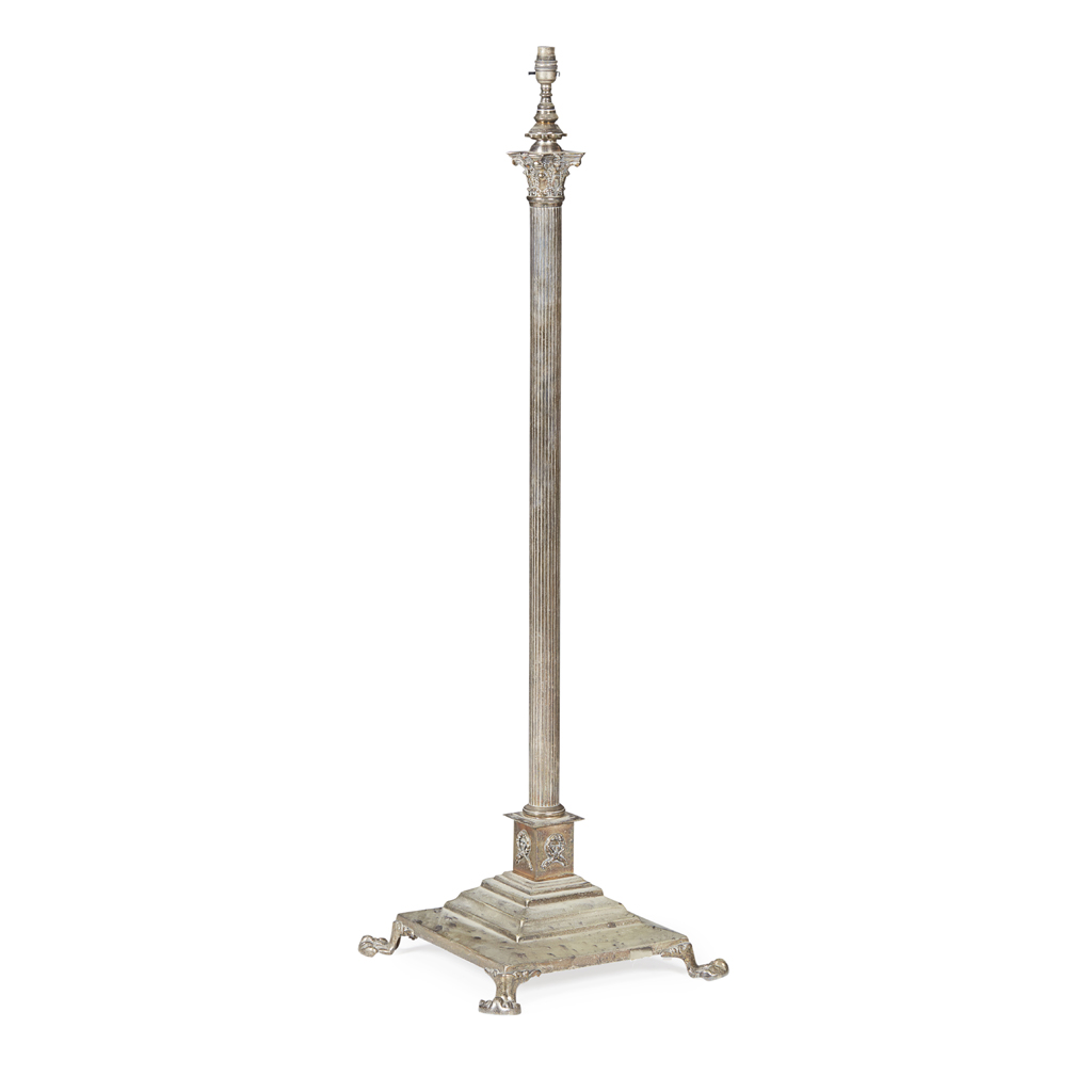 Appraisal: SILVER PLATED STANDARD LAMP in the form of a reeded