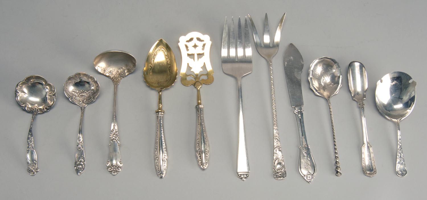 Appraisal: ELEVEN STERLING SILVER SERVING PIECES By various makers Includes three