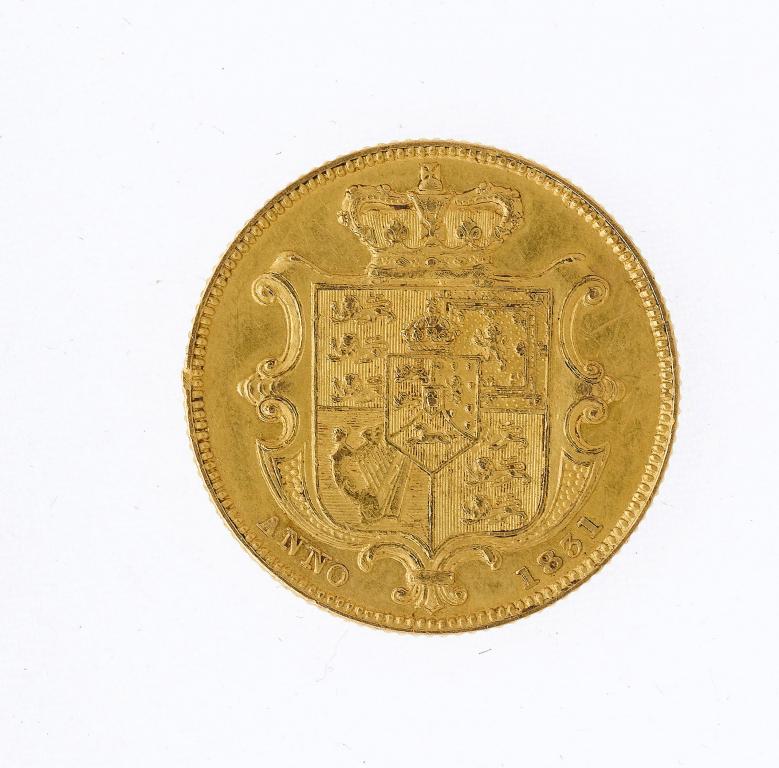 Appraisal: WILLIAM IV SOVEREIGN some minor scuff marks in field otherwise