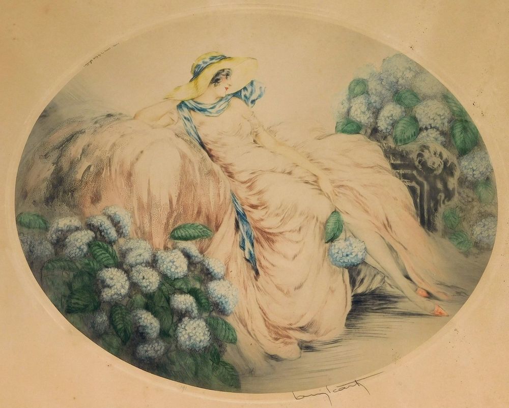 Appraisal: Louis Icart La Dame en Rose Lithograph France New York