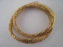 Appraisal: A yellow metal tests carat gold woven necklace approx cm