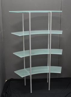 Appraisal: Modern Metal Frosted Glass Shelf Modern Metal Frosted Glass Shelf