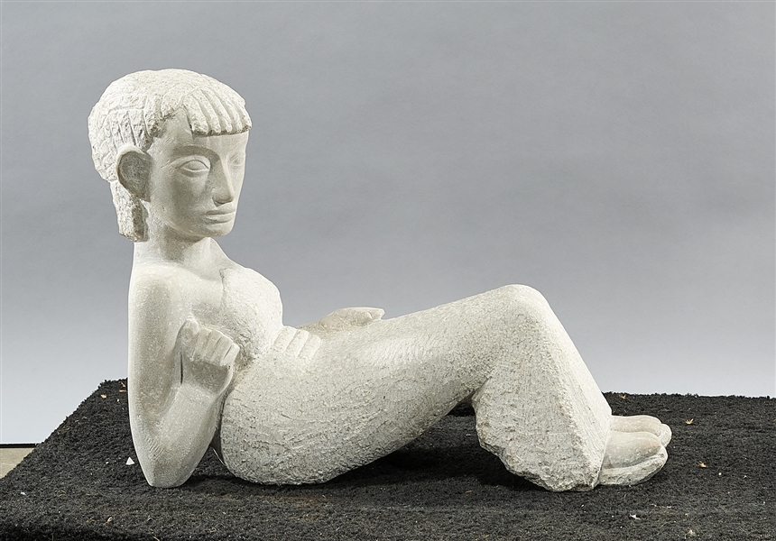 Appraisal: Gray marble sculpture of a seated woman by Amy Small