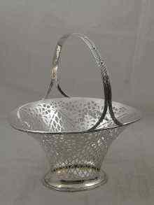 Appraisal: An American pierced silver basket with handle by the Bailey