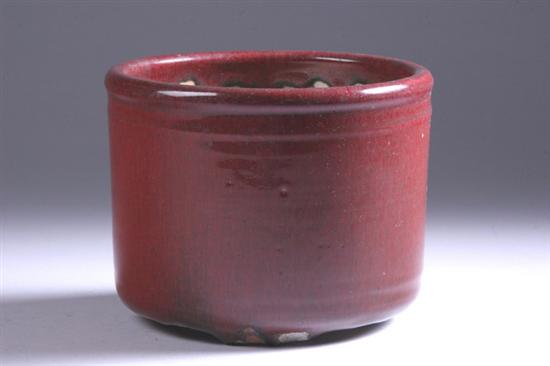 Appraisal: CHINESE COPPER RED PORCELAIN BRUSH POT th century - in