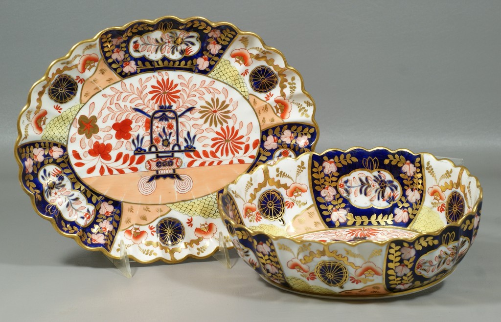 Appraisal: Copeland Imari Pattern fluted bowl and under tray max width