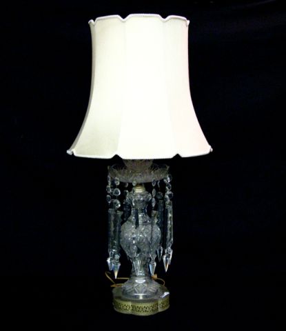 Appraisal: Vintage Cut Glass Electric Lamp three-part crystal base inches tall