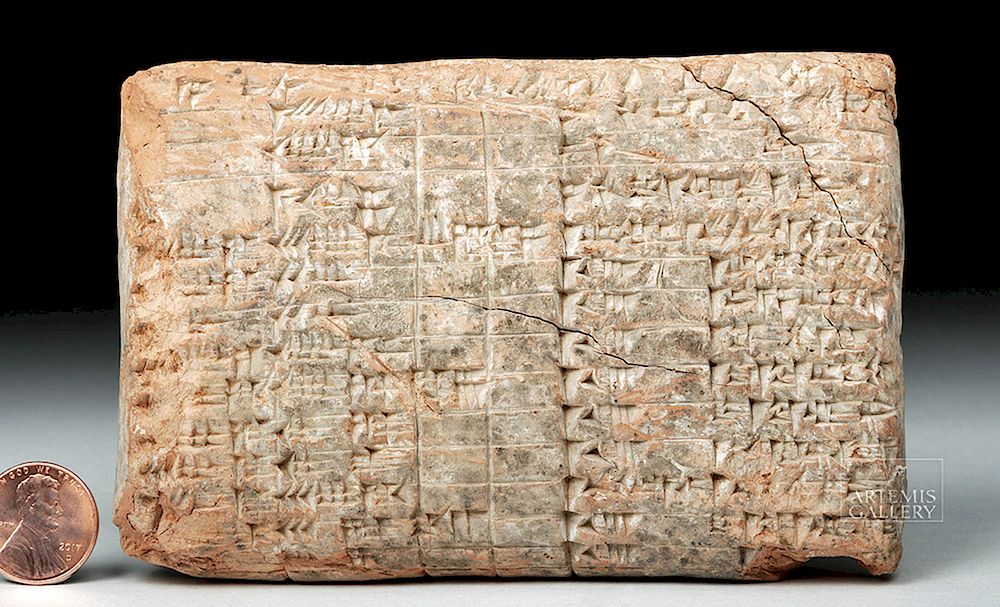 Appraisal: Translated Large Babylonian Clay Administrative Tablet Ancient Near East Babylon