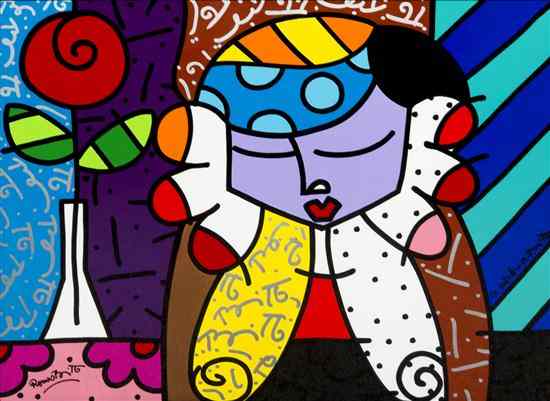 Appraisal: Romero Britto Brazilian b Anastassia acrylic on paperboard signed Romero