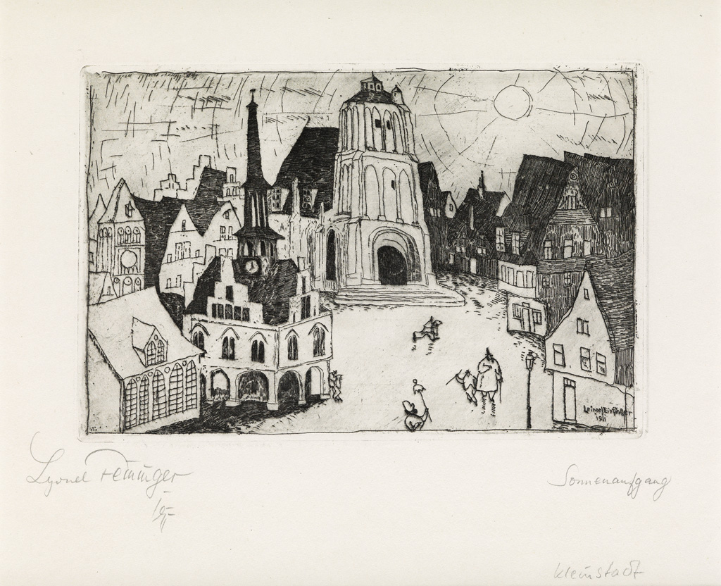 Appraisal: LYONEL FEININGER Sonnenaufgang Kleinstadt Etching on cream wove paper x