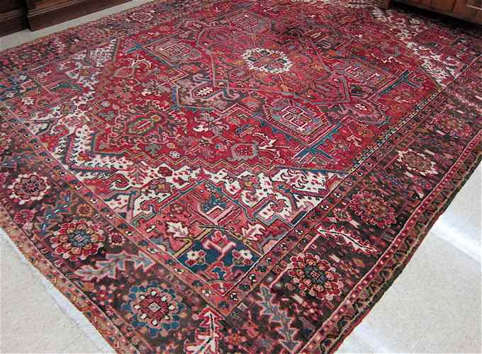 Appraisal: SEMI-ANTIQUE PERSIAN HERIZ CARPET East Azerbaijan Province northwestern Iran hand