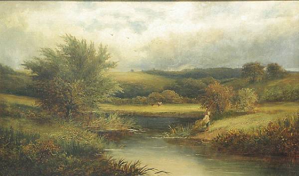 Appraisal: George Turner British - A tranquil river landscape with a