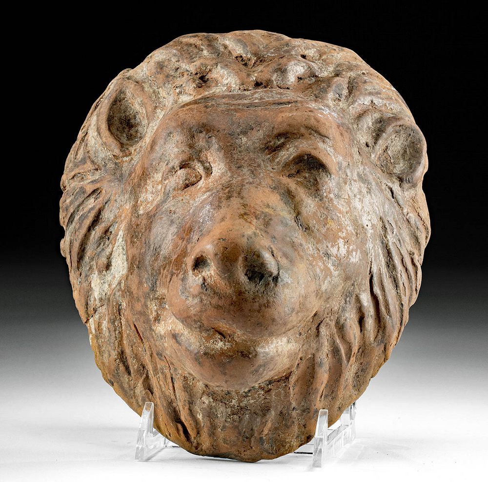 Appraisal: Imposing Greek Hellenistic Pottery Protome Lion Head Greece Hellenistic Period