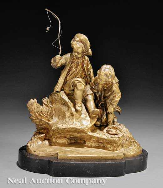 Appraisal: An Antique French Gilt Bronze Figural Group of Two Boys