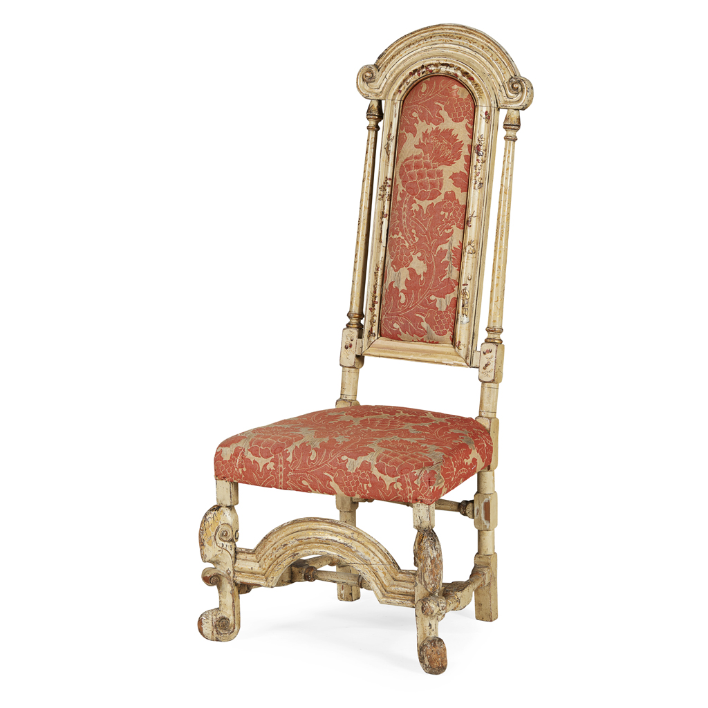 Appraisal: WILLIAM AND MARY CREAM JAPANNED AND PARCEL GILT SIDE CHAIR