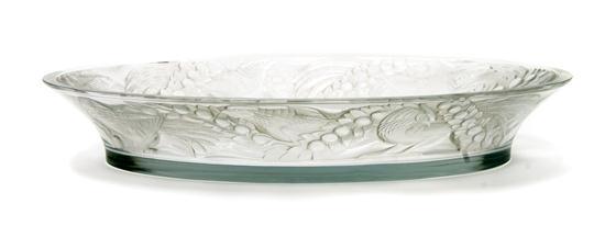 Appraisal: Lalique Molded and Frosted Glass Platter of oval form decorated