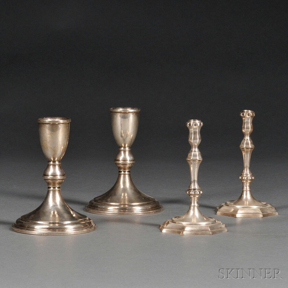 Appraisal: Two Pairs of American Sterling Silver Candlesticks a Currier Roby