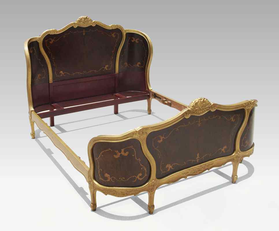 Appraisal: ORNATE FRENCH STYLE GOLD PAINT DECORATED BED Gold paint decorated