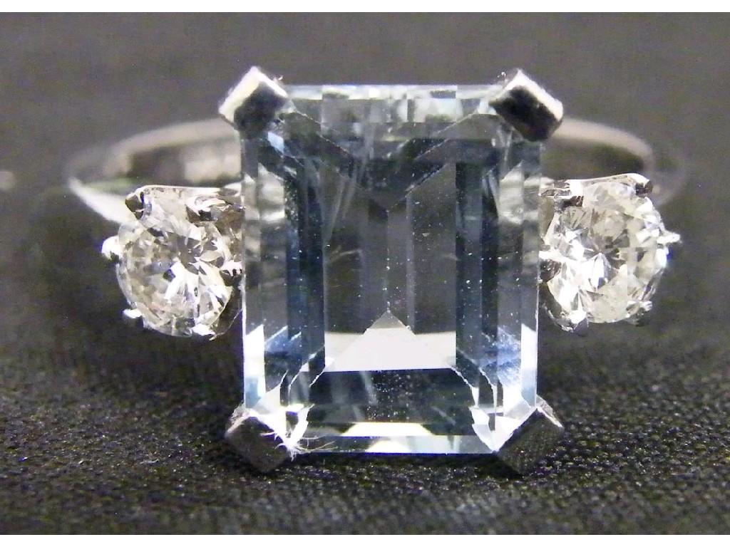 Appraisal: ct white gold aquamarine and diamond three stone dress ring