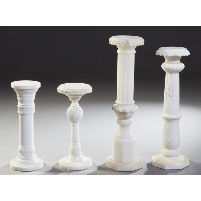 Appraisal: Group of Four Carved Alabaster Pedestals th c consisting of