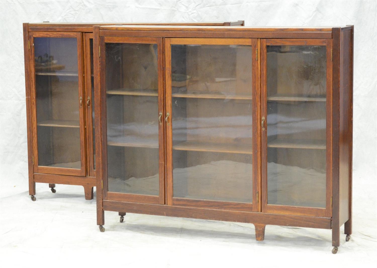 Appraisal: Pair of three- door arts crafts oak bookcases original finish