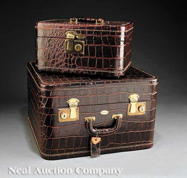 Appraisal: A Suite of Vintage Faux Alligator Luggage mid- th c