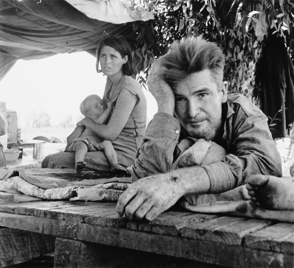 Appraisal: DOROTHEA LANGE - Drought refugees from Oklahoma camping by the