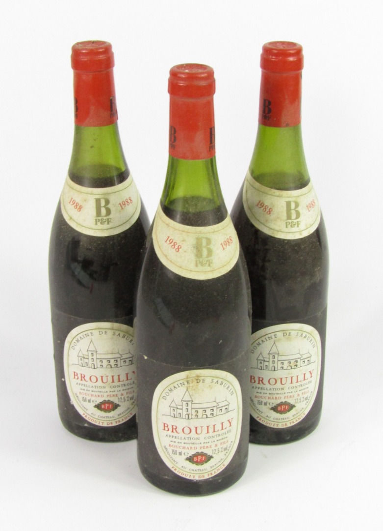 Appraisal: Wine three bottles of Bouchere Pere E-Fils Brouilly Domaine de