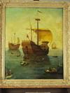 Appraisal: OOC - Late th C depiction of three Spanish galleons