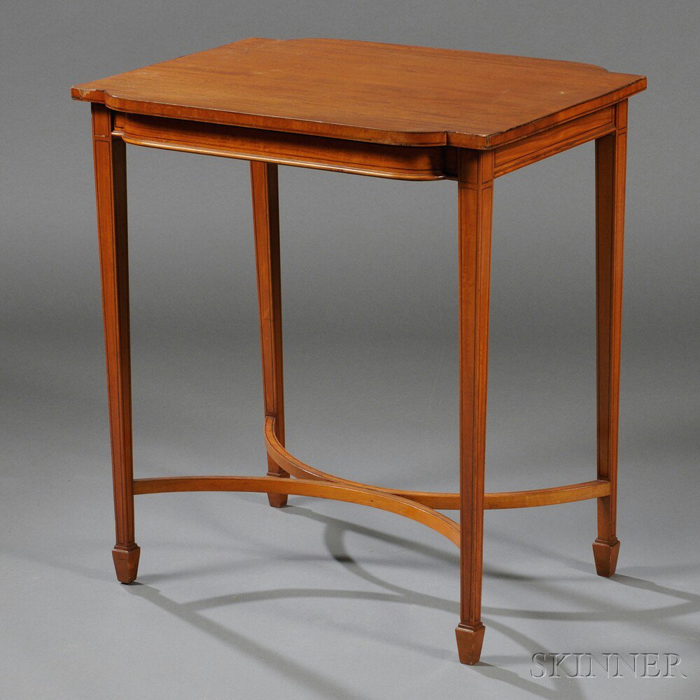 Appraisal: Edwardian String-inlaid Satinwood Tea Table England early th century the