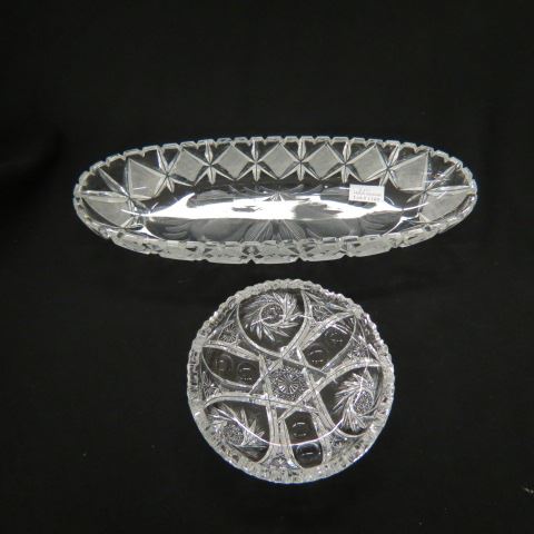 Appraisal: pcs Cut Glass oblong dish with pears and a dish