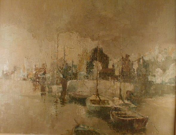 Appraisal: Edward Reginald Kirkness White boats oil on board x -