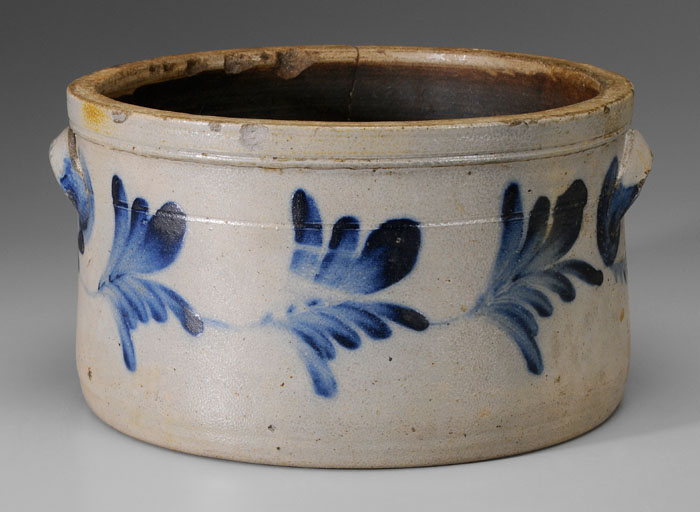 Appraisal: Salt Glazed Crock American th century cobalt flourishes on salt-glazed