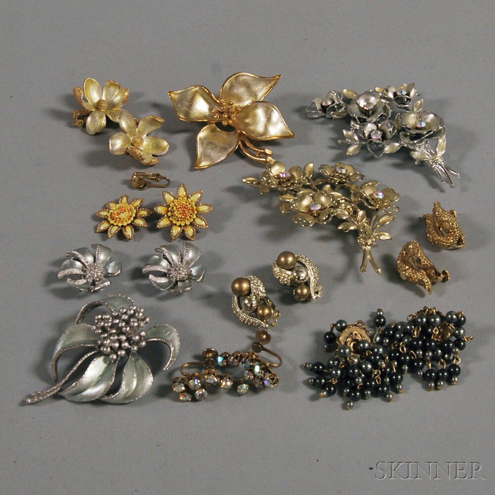 Appraisal: Small Group of Coro Signed Costume Jewelry two floral cluster