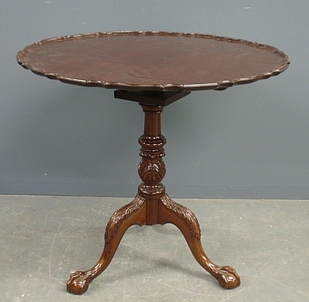 Appraisal: - Philadelphia Chippendale style mahogany piecrust tea table with birdcage