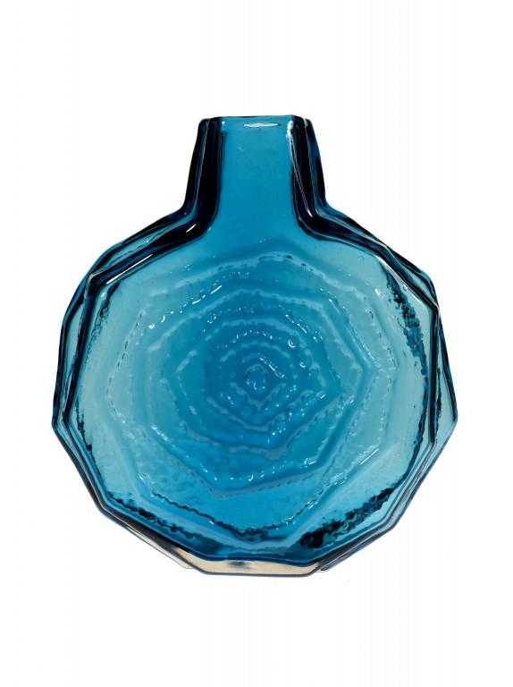 Appraisal: A WHITEFRIARS TEXTURED KINGFISHER BLUE GLASS BANJO VASE DESIGNED BY