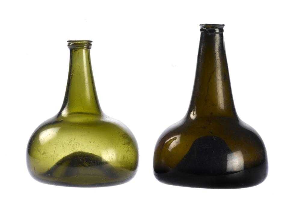 Appraisal: TWO NORTHERN EUROPEAN GLASS 'DUTCH ONION' UTILITY BOTTLES one of