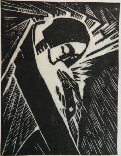 Appraisal: Emma Schlangenhauser woodcut Emma Schlangenhauser German - - Stylized Praying