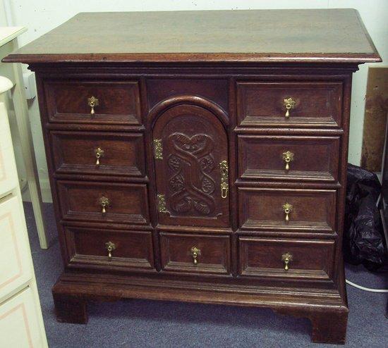 Appraisal: A th Century style oak chest the rectangular top with