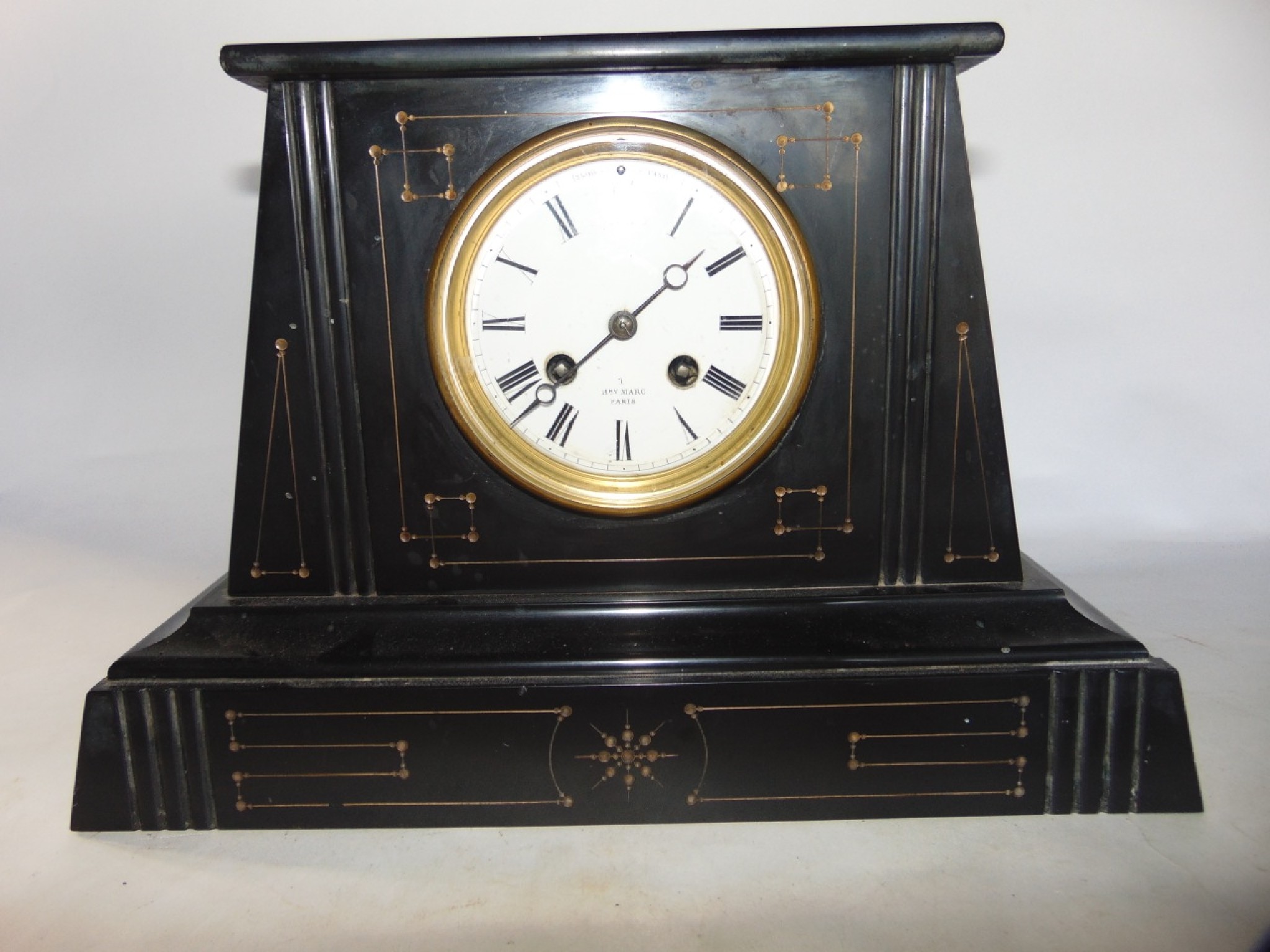 Appraisal: A th century black slate mantle clock the case of