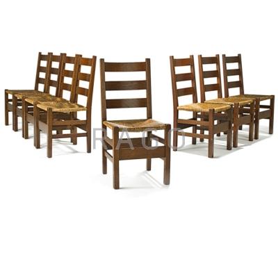 Appraisal: GUSTAV STICKLEY Set of eight ladderback side chairs Eastwood NY