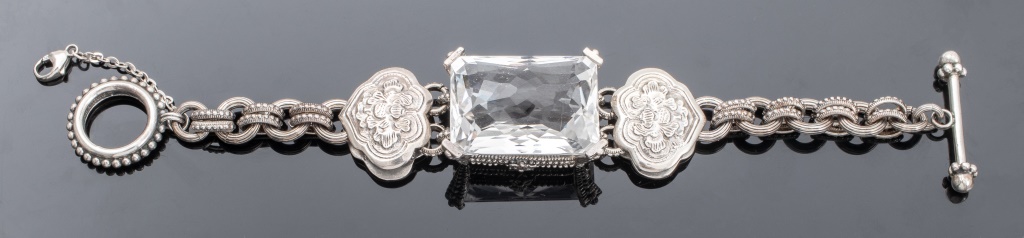 Appraisal: STEPHEN DWECK STERLING CRYSTAL TOGGLE BRACELET Stephen Dweck sterling silver