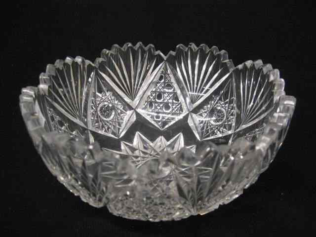 Appraisal: Cut Glass Bowl star center with starburst cane fan surround