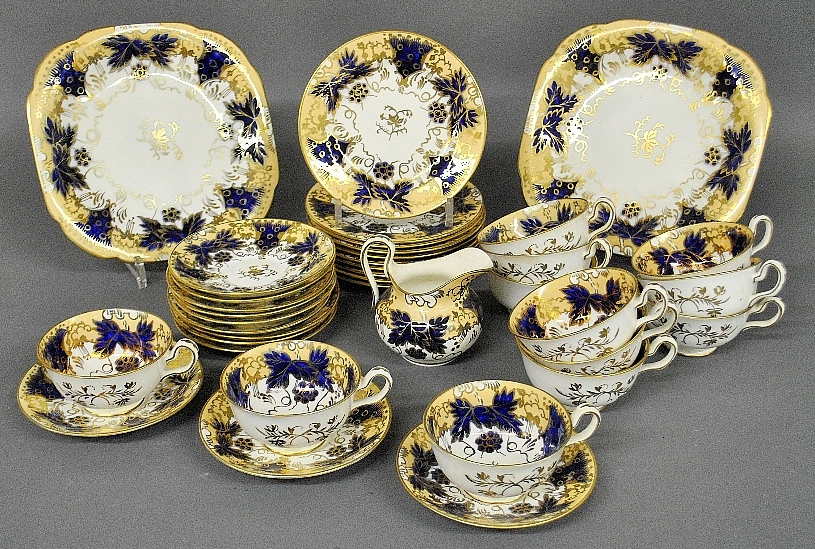 Appraisal: - Late th c English blue yellow china service with