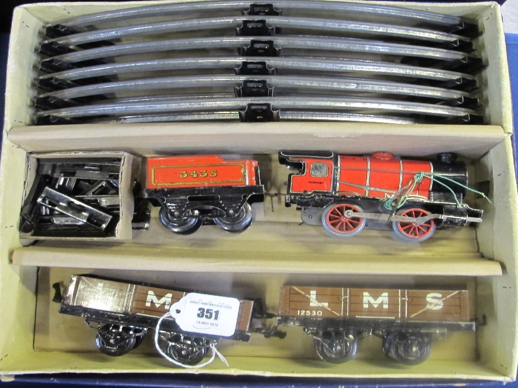 Appraisal: A boxed Hornby tinplate M goods train set