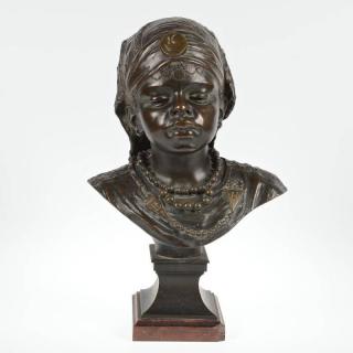 Appraisal: Attrib to Emmanuel Villanis Orientalist bust of a Nubian girl